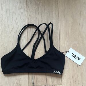 AYBL Black Sports Bra with Criss-Cross Strappy Back